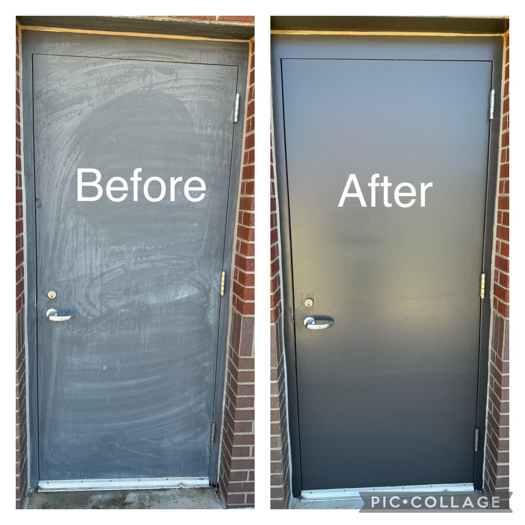 Door painting before and after in Flowood, Mississippi
